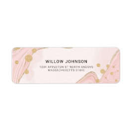 Elegant Chic Rosa Guld Glitter Marble Agate Addres Returadress Etikett