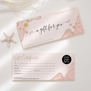 Elegant Chic Rosa Guld marble Agate Certificate