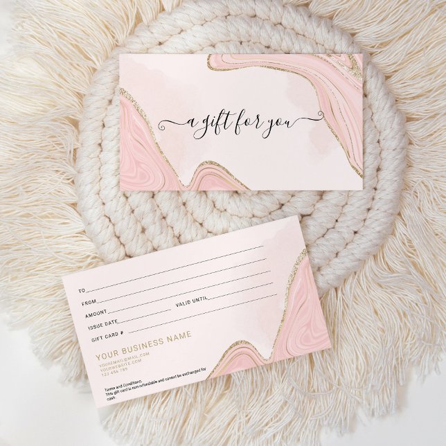 Elegant Chic Rosa Guld Marble Agate Gift Card Visitkort (Skapare uppladdad)