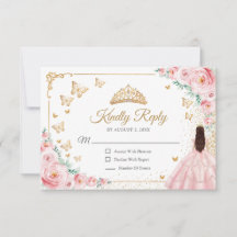 Elegant Chic Rosa Guld Quinceanera Svar