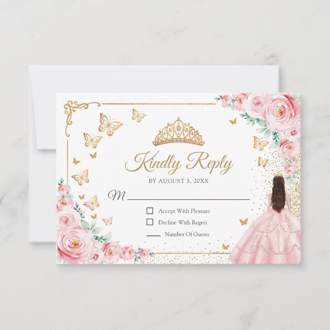 Elegant Chic Rosa Guld Quinceanera Svar (Framsida)
