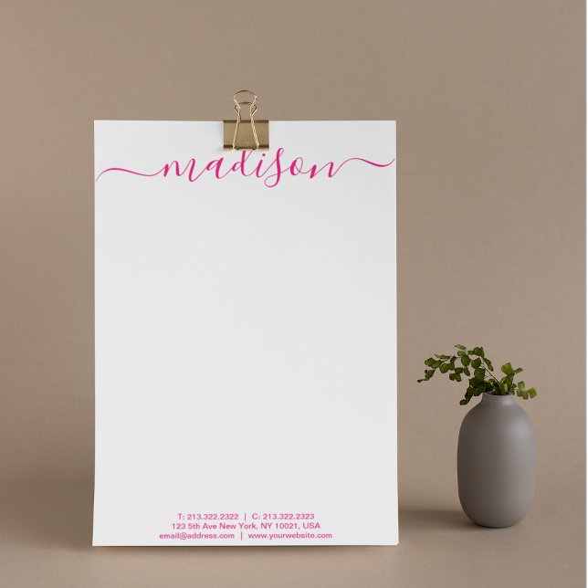 Elegant Chic Rosa Handskriven Script Mail Brevhuvud (Skapare uppladdad)