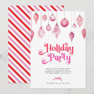 Elegant Chic Rosa Helgdag Jul Drinks Party Inbjudningar