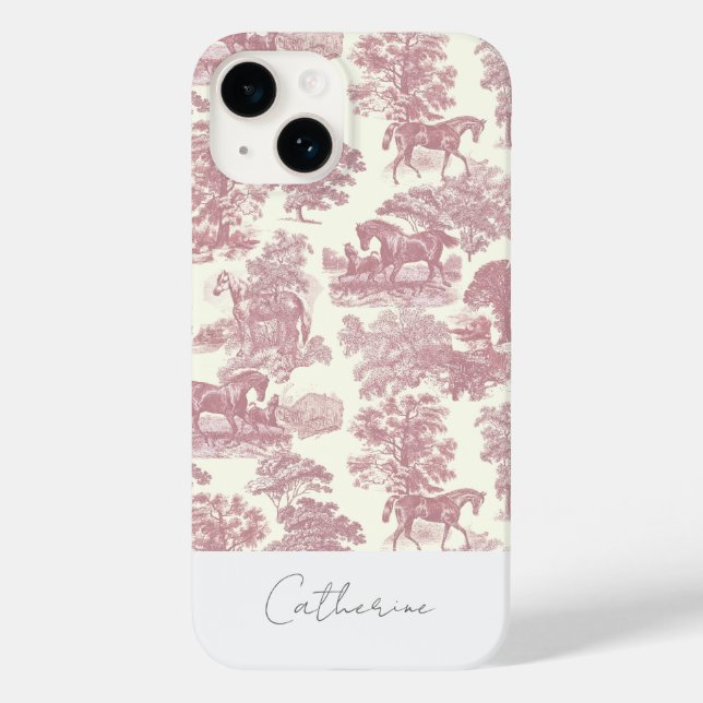 Elegant Chic Rosa Horse Toile Namn (Baksida)