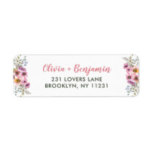 Elegant Chic Rosa Lila Blommigt Vattenfärgskript