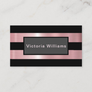 Elegant Chic Rosa och svart Shimmer Foil Visitkort