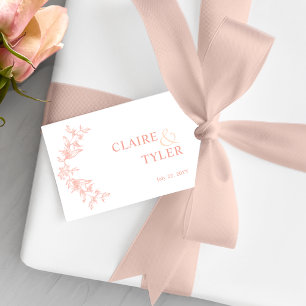 Elegant Chic  Rosa, persikor och vita Bröllop Presentetikett