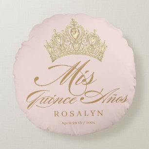 Elegant Chic Rosa Quinceanera Rund Kudde