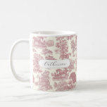Elegant Chic Rosa Rustic Horse Toile Namn Kaffemugg<br><div class="desc">Monokrom rosa och vit toile mönster med hästar och träd för orustisk land deka,  engelska,  Fransk eller amerikanska stil. Hästen är ett majestätiskt djur som förkroppsligar andlig kraften av självständighet,  frihet,  nodighet,  uthållighet,  förtroende,  triumf,  heroism och konkurrens. Dess symbol förknippas med styrka,  mod och frihet.</div>