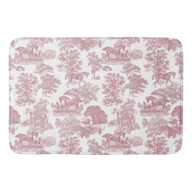 Elegant Chic Rosa Rustic Horses Toile Badrumsmatta (Framsidan)