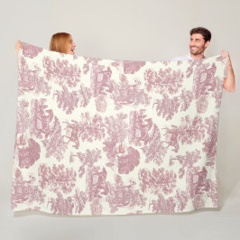 Elegant Chic Rosa Rustic Horses Toile Fleecefilt
