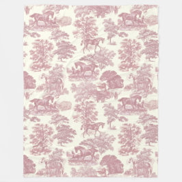 Elegant Chic Rosa Rustic Horses Toile Fleecefilt