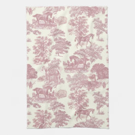 Elegant Chic Rosa Rustic Horses Toile Kökshandduk