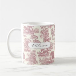 Elegant Chic Rosa Rustik Häst Toile Namn Kaffemugg