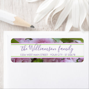 Elegant Chic Rosa Vår Cherry Blommar Träd Photo Returadress Etikett