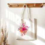 Elegant Chic Rosa Watercolor Blommigt Bröllop Anpa Tygkasse<br><div class="desc">Personlig Modern Chic Rosa Watercolor Blommigt Elegant bröllop Tote Bag</div>