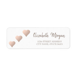 Elegant Chic,Rose Gold Hjärtan,Vit Adressetikett Returadress Etikett