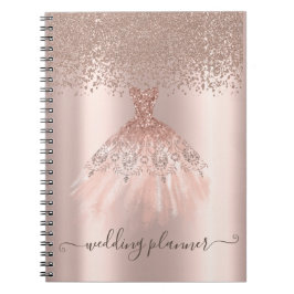 Elegant chic roséguld glitter, diamanter, klänning anteckningsbok