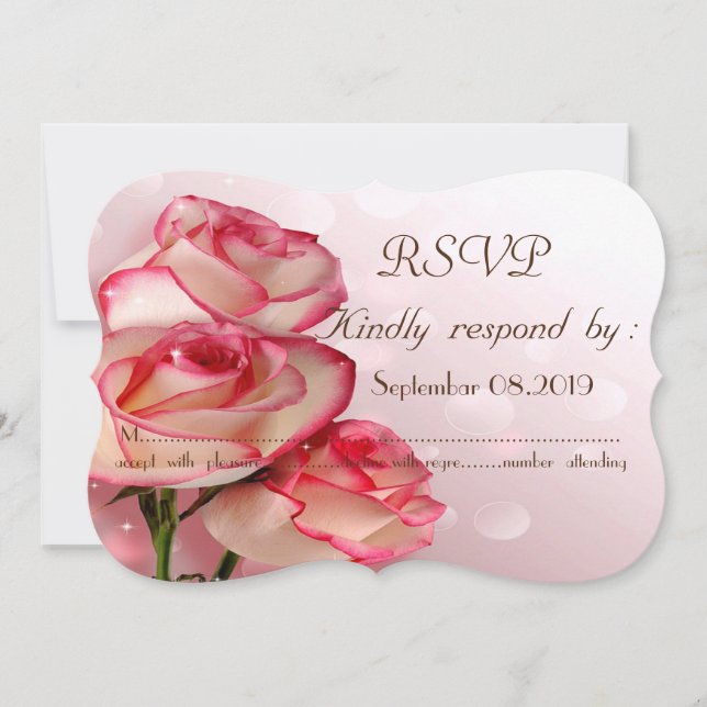 Elegant Chic  Rosor RSVP Inbjudningar (Framsida)
