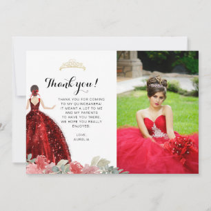 Elegant Chic Ruby Red Blommigt Geometric Quinceañe Tack Kort