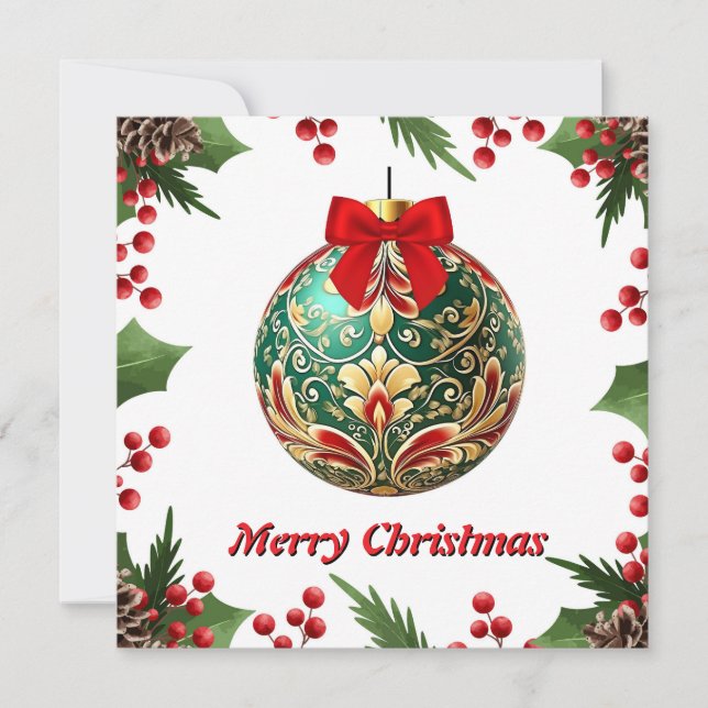 Elegant Chic Rustic Colorful God jul Boll Julkort (Framsida)