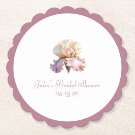 Elegant Chic Scalloped Rosa Blommig Bröllopsdusch Underlägg Papper
