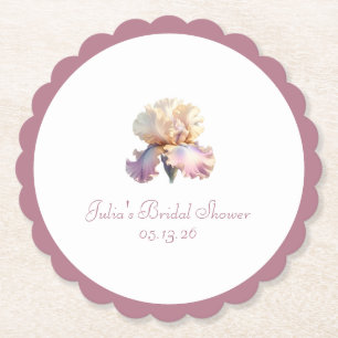 Elegant Chic Scalloped Rosa Blommig Bröllopsdusch Underlägg Papper