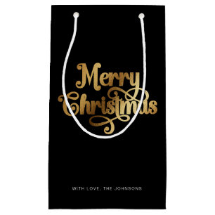 Elegant Chic Script Black Guld God jul