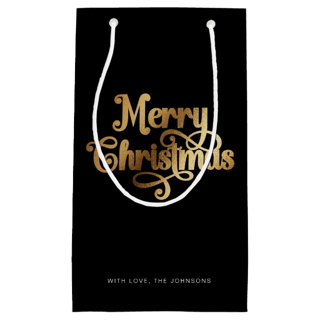 Elegant Chic Script Black Guld God jul (Framsidan)