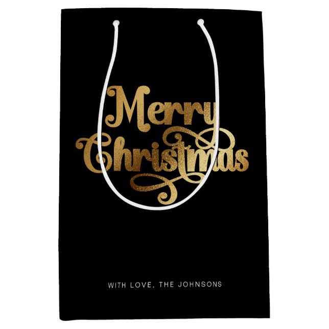 Elegant Chic Script Black Guld God jul (Framsidan)