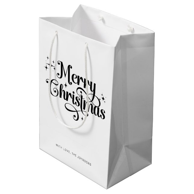 Elegant Chic Script Black & White God jul (Baksidan Vinklad)