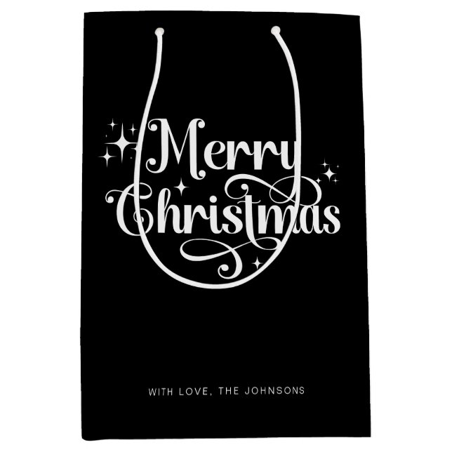 Elegant Chic Script Black & White God jul (Framsidan)