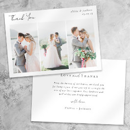 Elegant Chic Script Photo Collage Bröllop Kort