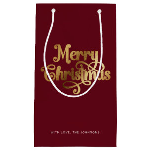 Elegant Chic Script Red Guld God jul