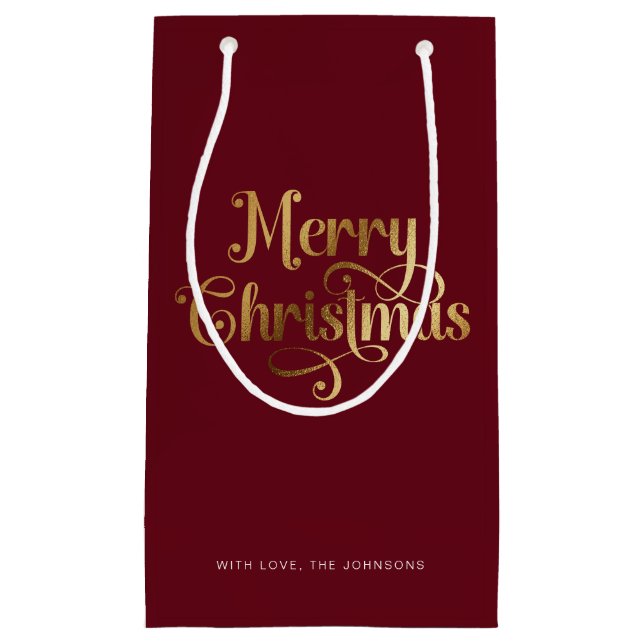 Elegant Chic Script Red Guld God jul (Framsidan)