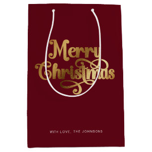 Elegant Chic Script Red Guld God jul