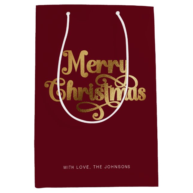 Elegant Chic Script Red Guld God jul (Framsidan)