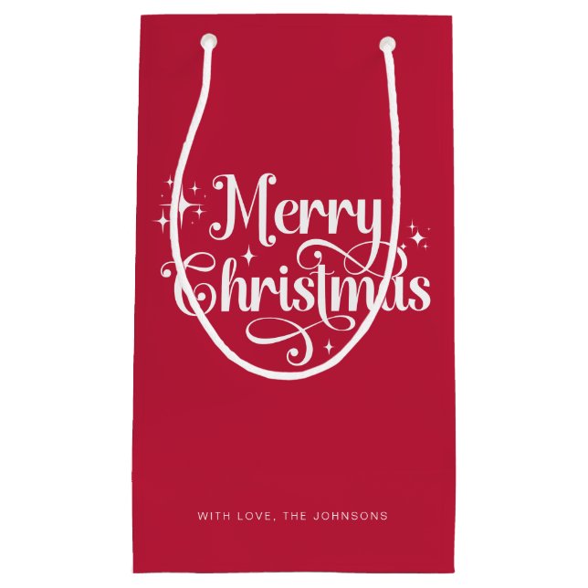 Elegant Chic Script Red & White God jul (Framsidan)