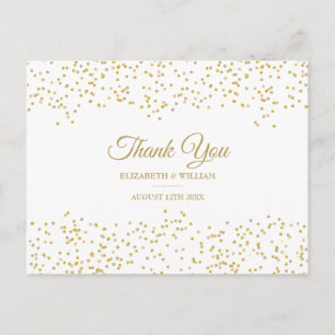 Elegant Chic Script Tack Guld Dammig Konfetti Vykort