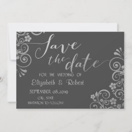 Elegant Chic Silver Blommor Spara Datum Datumet