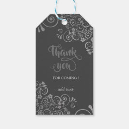 Elegant Chic Silver Blommor Tack Presentetikett
