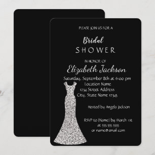 Elegant Chic Silver Bröllopsklänning Bröllopsdusch Inbjudningar