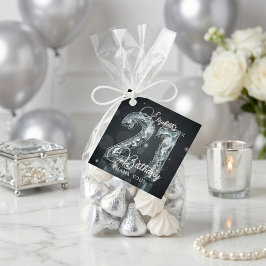 Elegant Chic Silver Diamond Black 21st Birthday Gåvor Etiketter