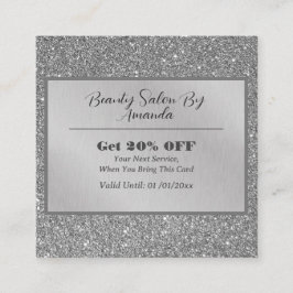 Elegant Chic Silver Foil Glitter Glamous Salon Rabattkort