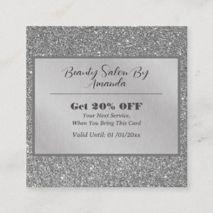 Elegant Chic Silver Foil Glitter Glamous Salon Rabattkort