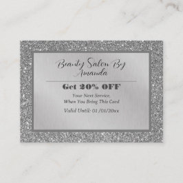 Elegant Chic Silver Foil Glitter Glamous Salon Rabattkort