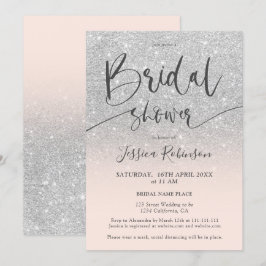 Elegant chic silver glitter-skript möhippa inbjudningar