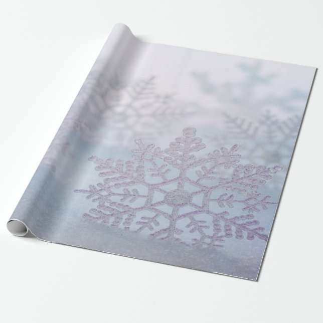 Elegant Chic Silvera Snöflingor Högtid Presentpapper (Utrullad)