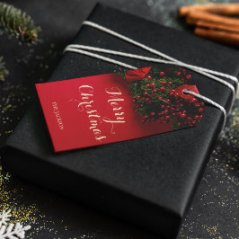 Elegant Chic Skripttypografi Röd jul Presentetikett