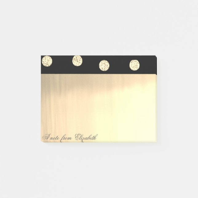 Elegant Chic  Snygga Guld Glitter Prickar Post-it Block (Framsida)